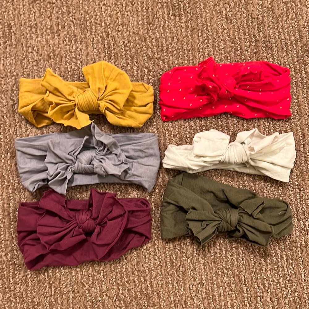 Baby Nylon Headbands with Bow, set of 6